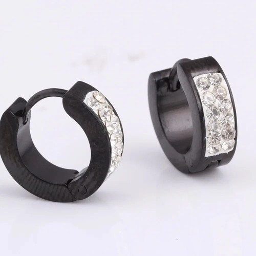 Stainless Steel Womens Men Hoop Earring Huggie Earrings CZ Piercing Hypoaller US