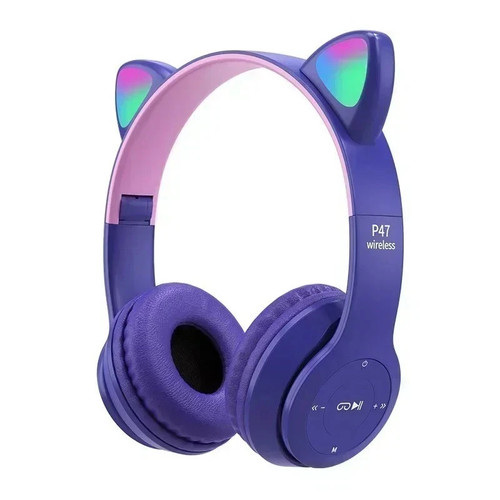 P47 Wireless Cat Ear Headphones Bluetooth 5.3 LED Stereo Headset Kids Girls USA