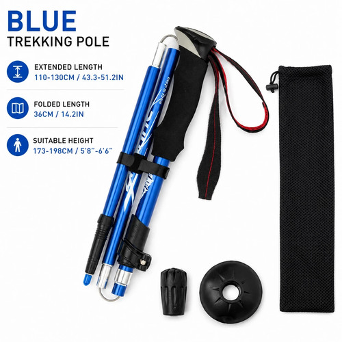 Folding Trekking Pole Adjustable Hiking Stick Lightweight Aluminum Walking USA