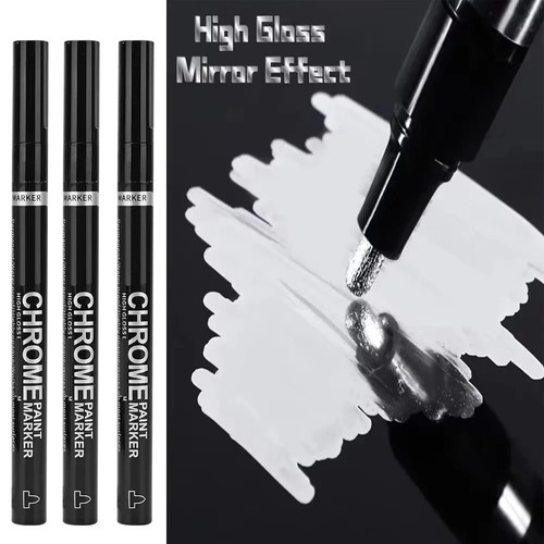Chrome Paint Marker Pen Waterproof Gold Silver Mirror Finish 2mm Car Repair Tool