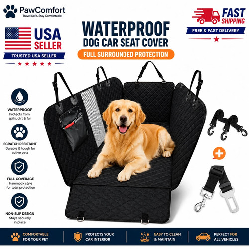 Waterproof Dog Car Seat Cover Rear Back Bench Protector Pet Travel Hammock MatUS