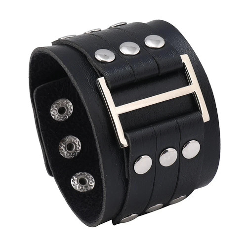 4PCS Men's Punk Leather Bracelet Set Braided Cuff Wristband Rock Bangle Gift USA