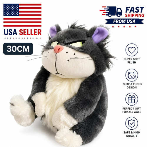30CM Black Cat Plush Toy Soft Stuffed Animal Pillow Cute Kawaii Kids Gift DollUS