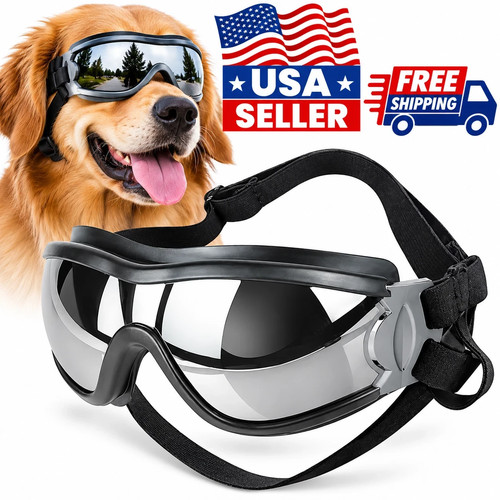 Large UV Protection Dog Sunglasses Adjustable Straps Pet Goggles Outdoor Eyewear
