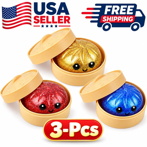 Dumpling Squishy Glitter Pinch Mystery Mini Dumpling Surprise Slow Rebound 3-Pcs