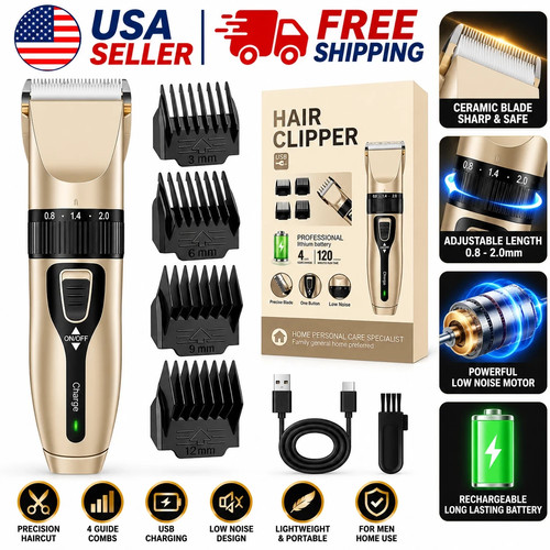 Professional Cordless Rechargeable Hair Clipper Trimmer Electric Cutting Machine