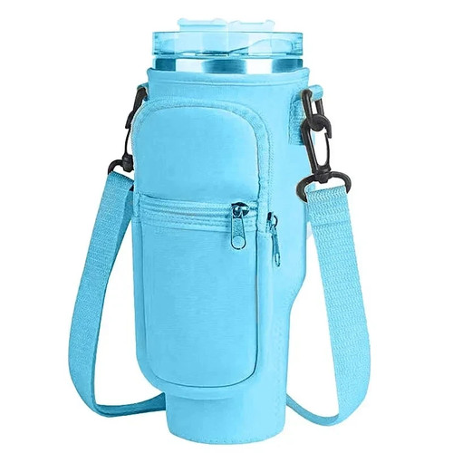 Adjustable Neoprene Water Bottle Carrier Bag Shoulder Strap Phone Holder Pouch