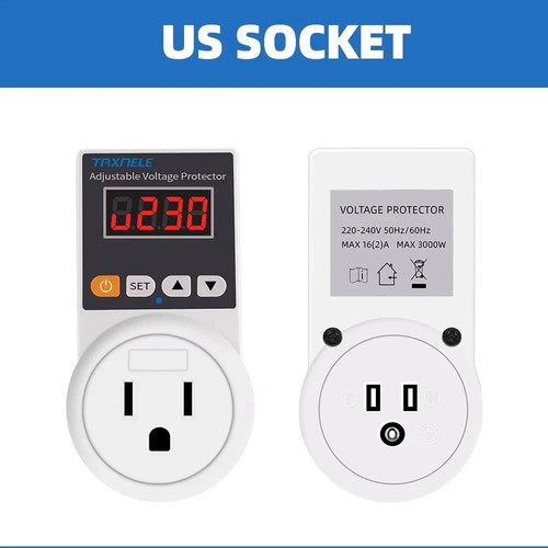 AC 220V 16A Adjustable Voltage Protector Surge Protector US Universal Socket