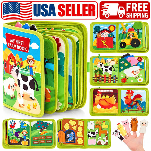 Felt Farm Busy Board Montessori Quiet Activity Book Toddler Life Skills Toy USA