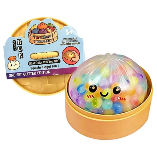 🌈 Rainbow Dumpling Squishy Sensory Stress Relief Squeeze Toy Bead Filled