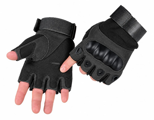 Black Tactical Half Finger Gloves Motorcycle Riding Outdoor Sports Knuckle Guard