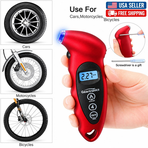 Digital Tire Pressure Gauge 150 PSI LCD Tester for Car SUV RV Motorcycle Bike