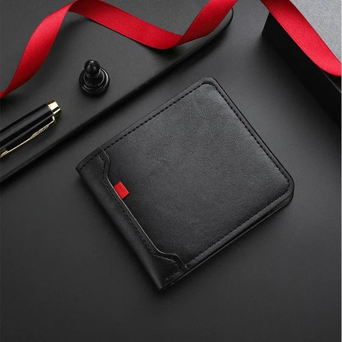 NEW Men's leather short wallet thin wallet foldable soft leather wallet