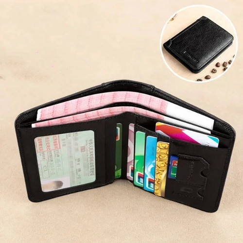 Genuine Leather Pop Up Card Holder Wallet Crazy Horse RFID Metal Case