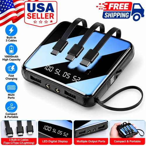 **20000mAh Mini Power Bank Portable Charger Type C USB 15W Fast Charging Battery